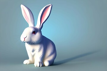 Obraz premium white rabbit on blue background 