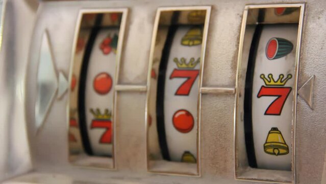 Slot Machine at Casino. Close Up. 4K Resolution.