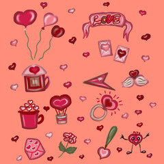 Fototapeta na wymiar pattern with sweets valentines day heart 