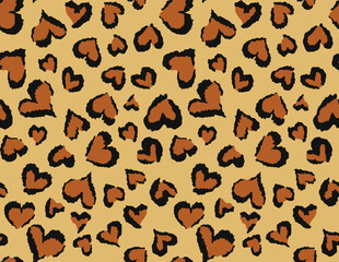 
Heart leopard pattern seamless trendy print, modern texture, animal print.