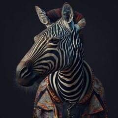 Zebra wearing a Y2K outfit design aesthetic illustration made with Generative AI