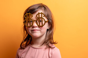 girl with glasses in the shape of money