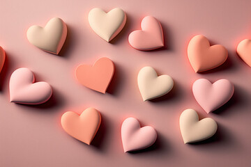 Fototapeta premium Love is as sweet as candy - Happy Valentine's Day Hearts : soft pink pastel colors