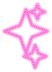 Neon stars glowing in blue and pink light