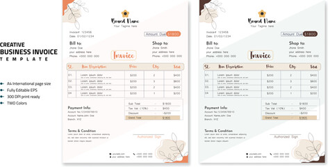 Professional Corporate Business Invoice Template Design, Elegant Business Stationery Design, Tax Form, Payment Bill