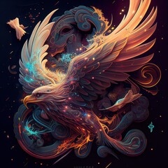 eagle, cosmic eagle, cosmos, star, animal, generated by ai