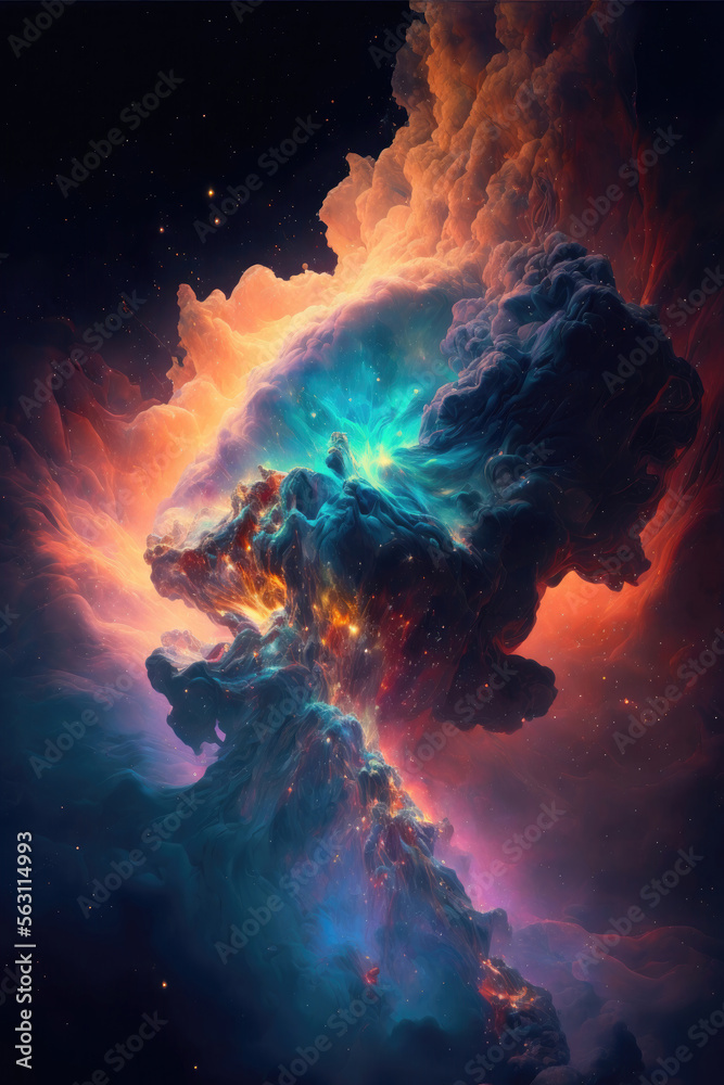 Wall mural cosmic wonders: the vibrant and mysterious nebulas of space, generative ai