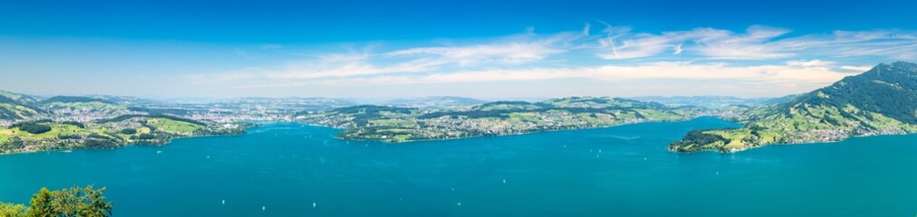 Switzerland 2022, Beautiful view of the Alps from Burgenstock. Panorama of lake Luzern.
