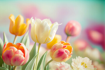 Colorful tulips spring background