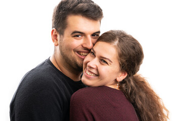 Portrait of cute couple with cheerful expression as love concept