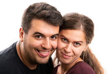 Close-up portrait of cute couple as romantic love concept