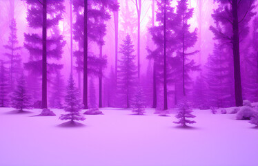 AI Digital Illustration Purple Forest Landscape
