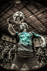 Fototapeta na wymiar Handball Handballspieler Player in Action Abstrakte Grafik Illustration Generative AI Digital Art Cover Background