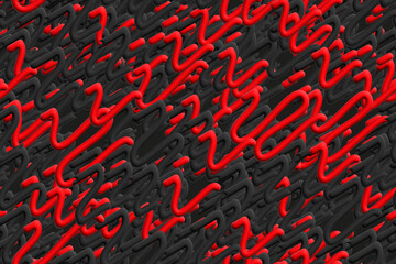 Red Black Abstract 3D Objects Seamless Pattern