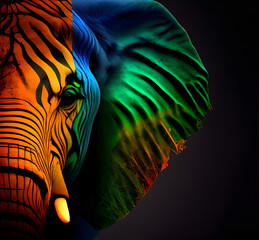 face of an elephant styled in the colors of Africa, generative ai