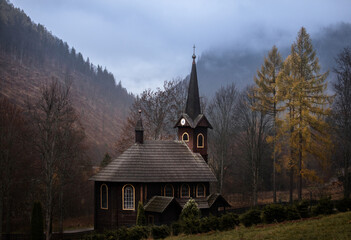 church in the mountains - obrazy, fototapety, plakaty