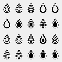 Water drops droplet raindrops oil blood icon illustration cut