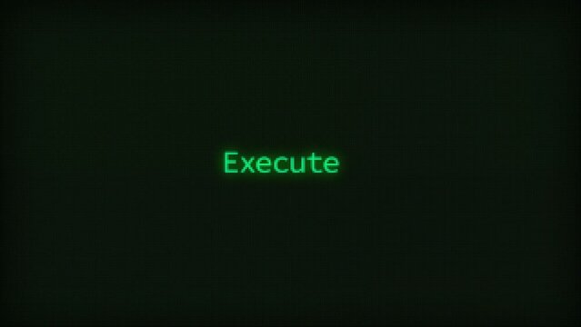 Retro Computer Coding Text Animation Typing Execute, CRT Monitor Style