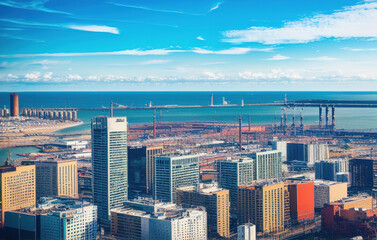 Fototapeta premium port city seaside view , industria. generative ai