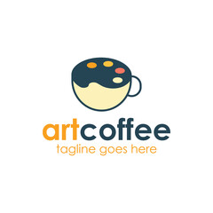 Art Coffee Logo Design Template with art icon and cup. Perfect for business, company, restaurant, mobile, app, etc