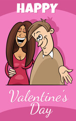 Valentine card design with cartoon couple in love