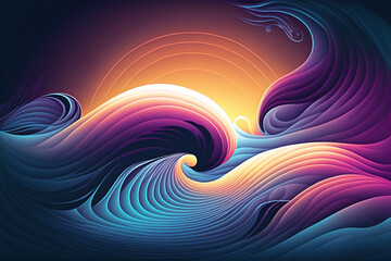 Abstract psychedelic waves, colorful gradients,  Generative AI
