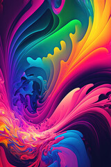 Abstract psychedelic waves, colorful gradients,  Generative AI