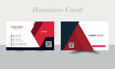 Modern business card, creative and clean business template, simple and clean red, black and white business card template.