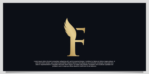 Letter F wings logo design simple concept Premium Vector - obrazy, fototapety, plakaty