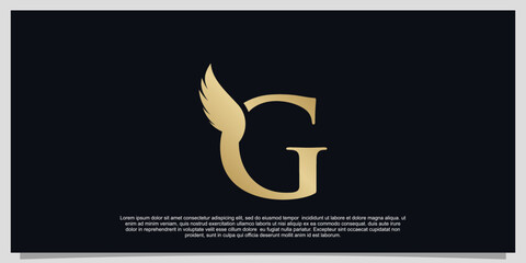 Letter G wings logo design simple concept Premium Vector - obrazy, fototapety, plakaty