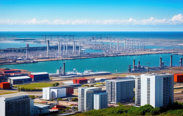 port city seaside view , industria. generative ai