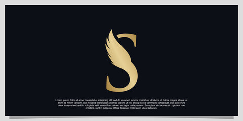 Letter S wings logo design simple concept Premium Vector - obrazy, fototapety, plakaty