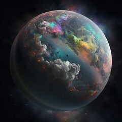 illustration of a beautiful colorful planet, generative AI