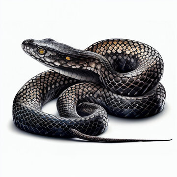 Black Rat Snake full body image with white background ultra realistic



