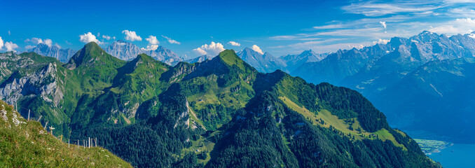 Naklejka na ściany i meble Switzerland 2022, Beautiful view of the Alps from Fronalpstock.