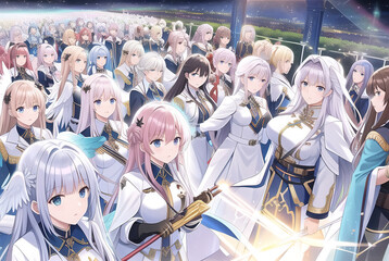 Fototapeta premium an army of angels is gathering and awaiting the Almighty'S command to strike the sinful Earth