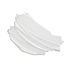 White beauty cream smear smudge on white background. Cosmetic skincare product texture. Face cream,...