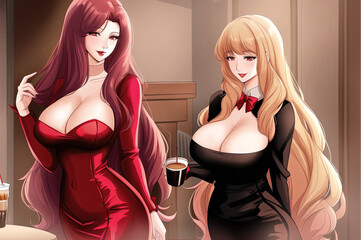 vampire as an extremely tall mother with very long hair . generative ai