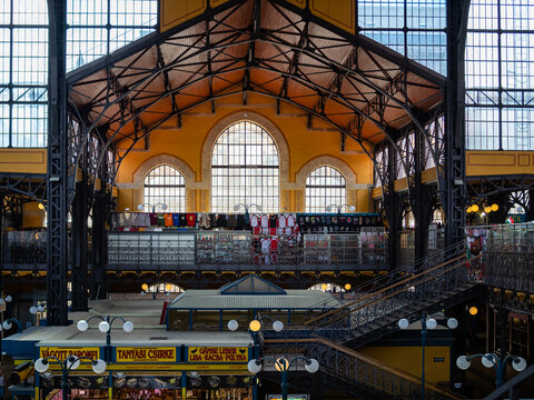 BUDAPEST, HUNGARY -  JULY 16, 2019:  Interior view of the Great Market 