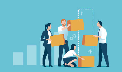 Teamwork business concept vector illustration. Together for success