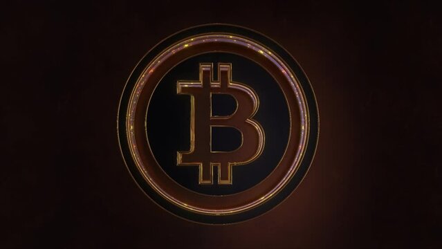 3D Bitcoin Icon Symbol Yellow Logo Animation Abstract Background 4K