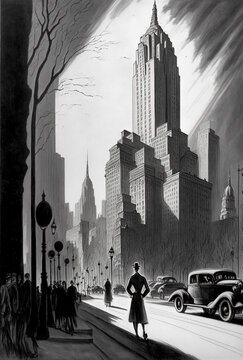 Drawing of New York in the 1930s