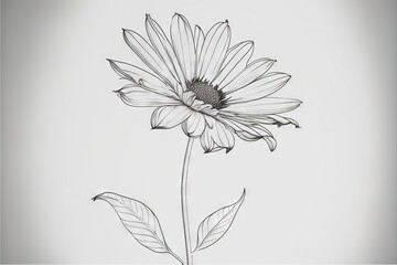  a drawing of a flower with leaves on a white background with a black and white photo of a flower on the left side of the image, and a single flower on the right side. Generative AI