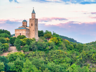 Fototapeta na wymiar View with the Eastern Orthodox Ascension Cathedral located in the famous medieval fortress Tsarevets, in Veliko Tarnovo Bulgaria