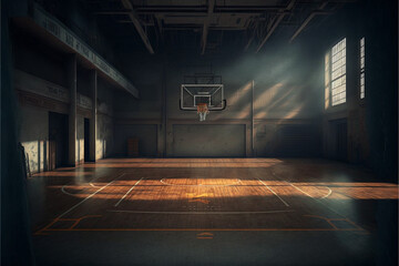 Basketball Sports, Basketball Stadium and Court, Generative ai - obrazy, fototapety, plakaty