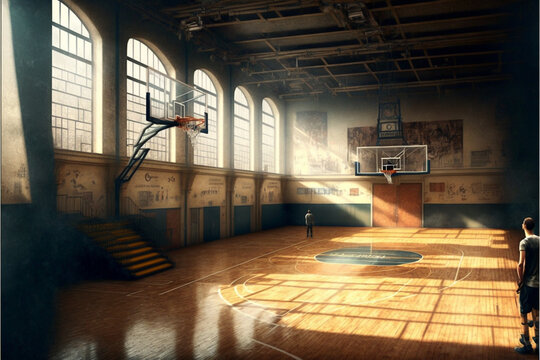Basketball Sports, Basketball Stadium and Court, Generative ai