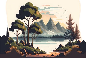 tropical island with trees