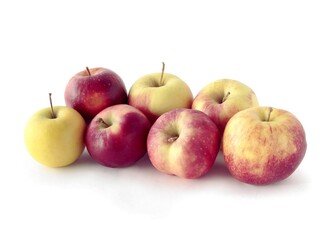 various multicolor apples as tasty fruits