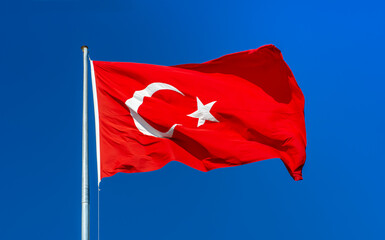 Turkish flag waving in the wind