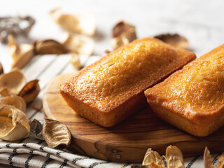 mini pound cake on cutting board